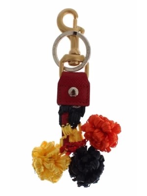 Zdjęcie produktu Wielokolorowy Raffia Skórzany Brelok z Metalowymi Detalami Dolce & Gabbana
