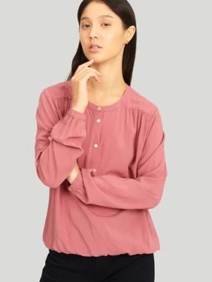 Zdjęcie produktu Wiskozowa bluzka damska z długim rękawem - różowa Greenpoint