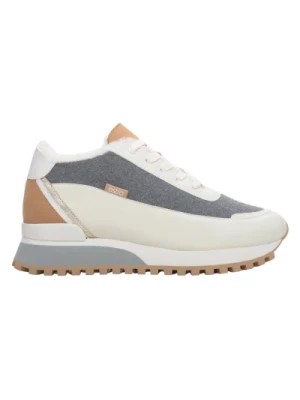 Zdjęcie produktu Womens Beige Grey Leather Low-Top Sneakers with Fur for Winter Estro Er00114142 Estro