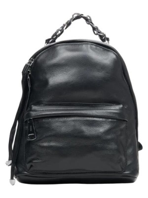 Zdjęcie produktu Women's Black Leather Backpack with Silver Details Estro Er00113751 Estro