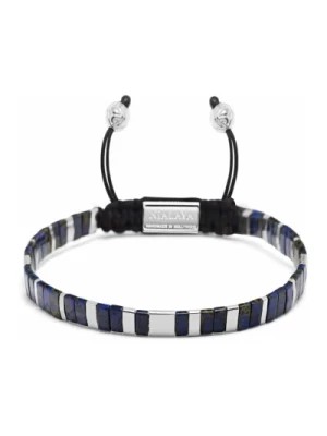 Zdjęcie produktu Women's Bracelet with Marbled Blue and Silver Miyuki Tila Beads Nialaya
