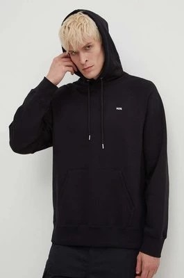 Zdjęcie produktu Wood Wood bluza bawełniana Essential fred classic hoodie męska kolor czarny z kapturem gładka 20005602.2493