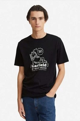 Zdjęcie produktu Wood Wood t-shirt bawełniany X Garfield kolor czarny z nadrukiem 30045702.2222-BLACK