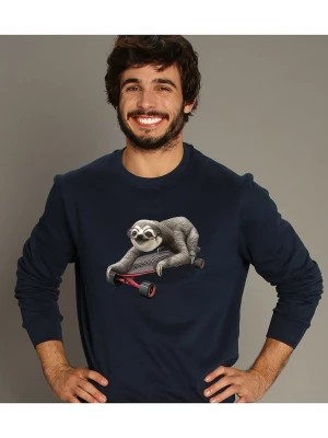 Zdjęcie produktu WOOOP Bluza "Skateboard Sloth" w kolorze granatowym rozmiar: L