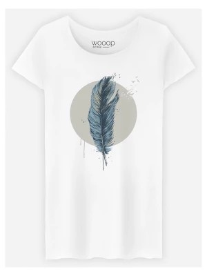 Zdjęcie produktu WOOOP Koszulka "Feather In A Circle" w kolorze białym rozmiar: XL