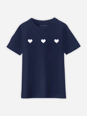 Zdjęcie produktu WOOOP Koszulka "Trois petits coeurs" w kolorze granatowym rozmiar: 140
