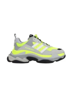 Zdjęcie produktu Współpraca Low-Top Sneakers w Jasnoszarym i Fluorescencyjnym Żółtym Balenciaga