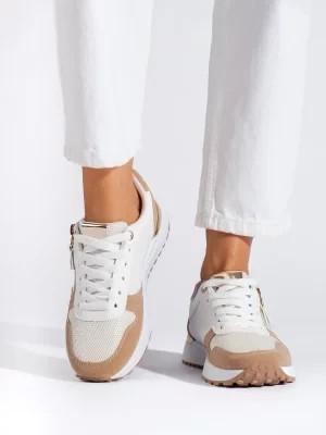 Zdjęcie produktu Wygodne damskie buty sportowe biało beżowe Shelvt