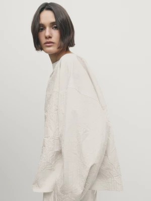 Zdjęcie produktu Wzorzysta Bluzka Z Efektem Marszczenia - Surowy - - Massimo Dutti - Kobieta