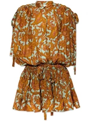 Zdjęcie produktu Wzorzysta sukienka z jedwabiu z wiązanym pasem Zimmermann