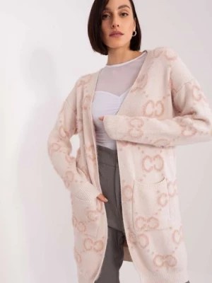 Zdjęcie produktu Wzorzysty kardigan z kieszeniami jasny różowy Wool Fashion Italia