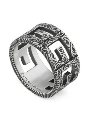 Zdjęcie produktu Ybc551918001 - 925 srebro - Pierścień G cube w postarzanym srebrze Gucci