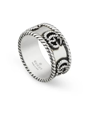 Zdjęcie produktu Ybc627729001 - Srebrny Pierścień 925 Sterling z Detalem Double G Gucci