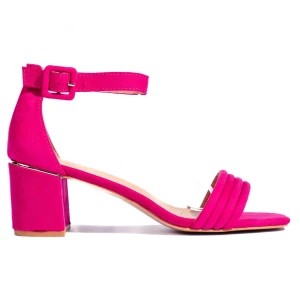 Zdjęcie produktu Zamszowe fuksjowe sandały na słupku różowe Inna marka