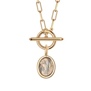 Zdjęcie produktu Zawieszka srebrna pozłacana z labradorytem - Medaliony Medaliony - Biżuteria YES