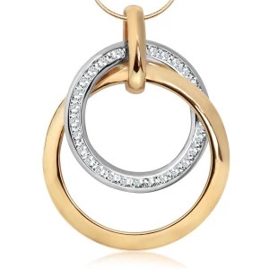 Zdjęcie produktu Zawieszka z dwukolorowego złota z cyrkoniami - kółka Biżuteria YES