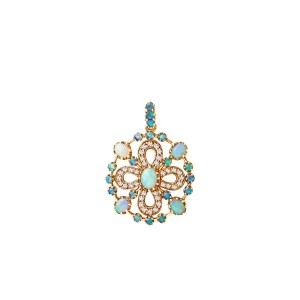 Zdjęcie produktu Zawieszka złota z opalami i diamentami - Kolekcja Wiktoriańska Wiktoriańska - Biżuteria YES