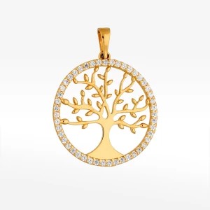 Zdjęcie produktu Zawieszka ze złota drzewko szczęścia z białymi cyrkoniami