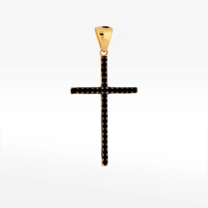 Zdjęcie produktu Zawieszka ze złota krzyżyk z czarnymi cyrkoniami