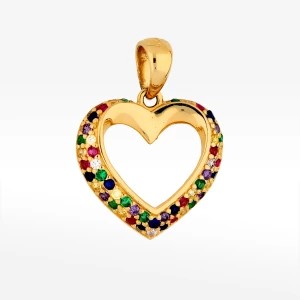Zdjęcie produktu Zawieszka ze złota serce z kolorowymi cyrkoniami