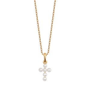 Zdjęcie produktu Zawieszka złota z perłami - krzyżyk - Pearls Pearls - Biżuteria YES