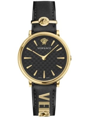 Zdjęcie produktu Zegarek skórzany V-Circle czarny złoty Versace