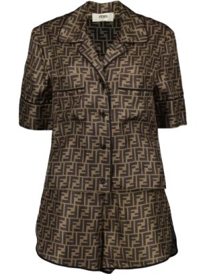 Zdjęcie produktu Zestaw piżamy jedwabnej z klasycznym kołnierzem Fendi