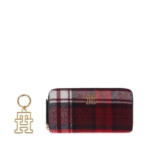 Zdjęcie produktu Zestaw portfel i brelok Tommy Hilfiger Large Za W Th Charm Check AW0AW158580GZ Czerwony