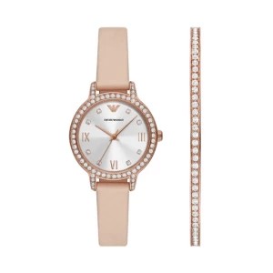 Zdjęcie produktu Zestaw zegarek i bransoletka Emporio Armani Cleo Gift Set AR80069SET Beżowy