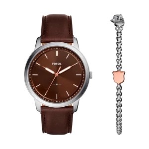 Zdjęcie produktu Zestaw zegarek i bransoletka Fossil Minimalist FS6019SET Brązowy