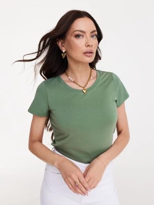 Zdjęcie produktu Zielona bawełniana bluzka z krótkim rękawem TARANKO