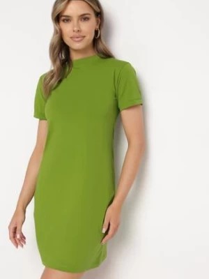 Zdjęcie produktu Zielona Bawełniana Sukienka T-shirtowa o Dopasowanym Kroju Maristar