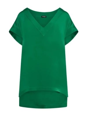 Zdjęcie produktu Zielona jedwabna bluzka z dekoltem w serek Kiton