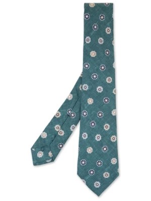 Zdjęcie produktu Zielona jedwabna krawat z wzorem kwiatowym Kiton
