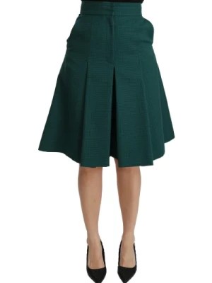 Zdjęcie produktu Zielona Plisowana Spódnica o Wysokim Stanie w Stylu A-line z Bawełny Dolce & Gabbana