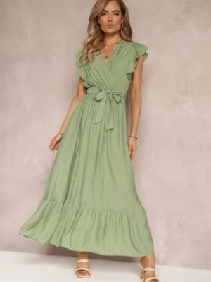 Zdjęcie produktu Zielona Rozkloszowana Sukienka Maxi z Gumką w Talii Lavla