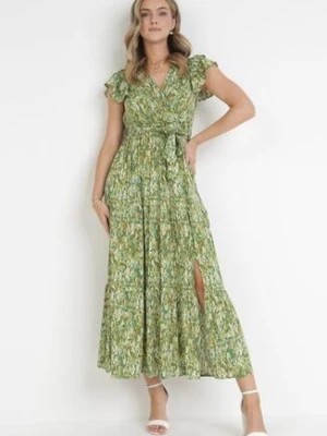 Zdjęcie produktu Zielona Rozkloszowana Sukienka Maxi z Wiskozy Cellen