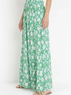 Zdjęcie produktu Zielona Spódnica Maxi Bawełniana w Kwiaty Shimine