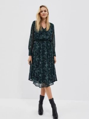 Zdjęcie produktu Zielona sukienka damska we wzory Moodo