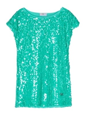Zdjęcie produktu Zielona Sukienka z Pajetek w Stylu T-Shirt Chiara Ferragni Collection