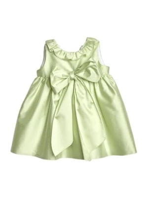 Zdjęcie produktu Zielona Sukienka z Satyny i Bawełny z Kokardą Little Bear