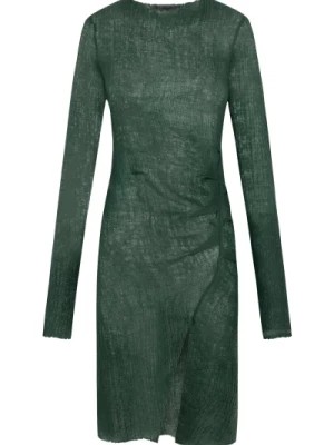 Zdjęcie produktu Zielona wełniana sukienka z unikalnym wzorem Cortana