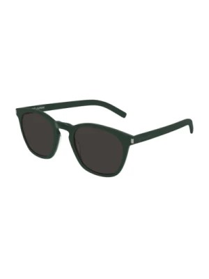 Zdjęcie produktu Zielone i Czarne Cienkie Okulary Przeciwsłoneczne Saint Laurent
