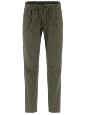 Zdjęcie produktu Zielone spodnie z marszczeniami z elastycznego bawełny Herno