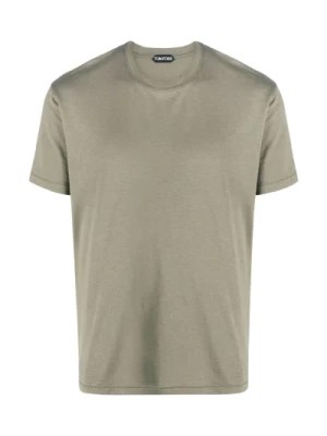 Zdjęcie produktu Zielone T-shirty i Pola z mieszanki lyocellu i bawełny z okrągłym dekoltem Tom Ford