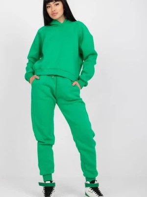 Zdjęcie produktu Zielony dresowy komplet basic z kapturem Ex Moda