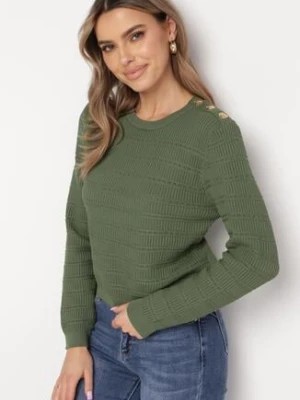 Zdjęcie produktu Zielony Klasyczny Sweter z Napami Tavai