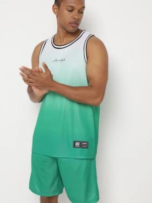 Zdjęcie produktu Zielony Komplet Sportowy z Efektem Ombre Koszulka bez Rękawów i Luźne Szorty Binellia