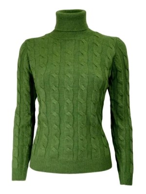 Zdjęcie produktu Zielony Sweter z Kaszmiru i Wełny z Plisą Cashmere Company