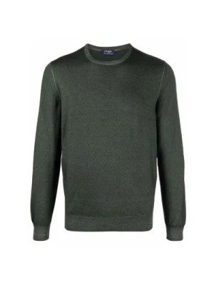 Zdjęcie produktu Zielony Sweter z Okrągłym Dekoltem z Wełny Barba Napoli